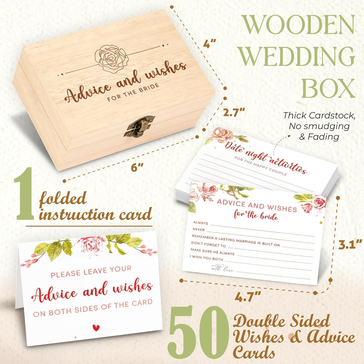 Advice For The Bride Cards - 50 Pcs Wedding Advice Cards For Bridal Shower Decorations, Marriage