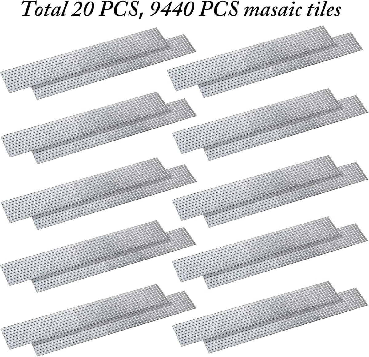 PP OPOUNT 9440 PCS Self Adhesive Mirror Mosaics Sheets, 5 x 5 mm Silver Mirrors Mosaic Square Glass