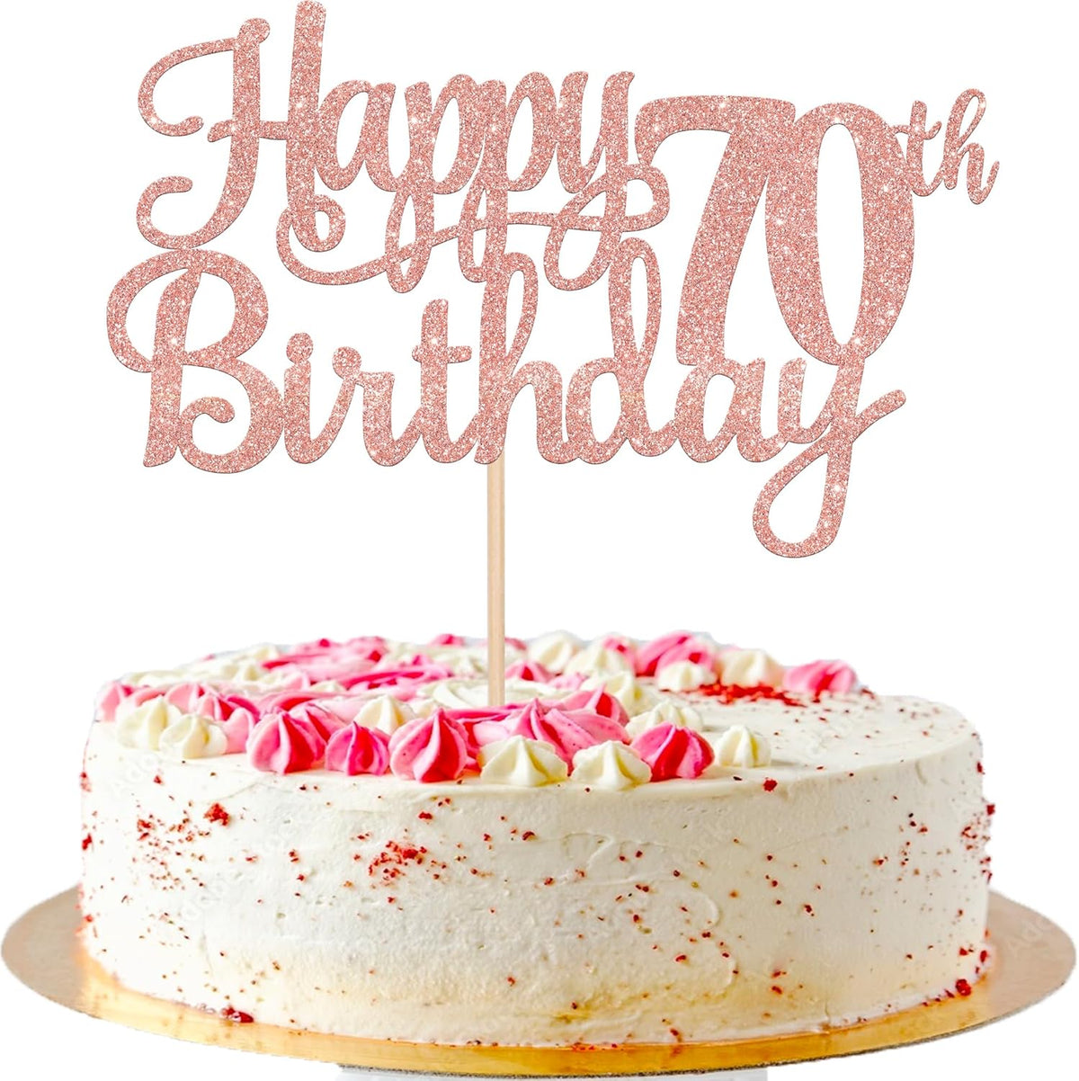 1 PCS Happy 70th Birthday Cake Topper Glitter Cheers to 70 Years Birthday Cake Pick Seventy 70