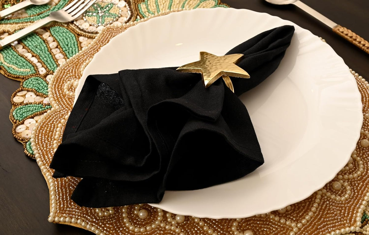 12 Pcs Lightweight Metal Napkin Rings - Gold Star Metal Holders for Elegant Table Decor, Parties