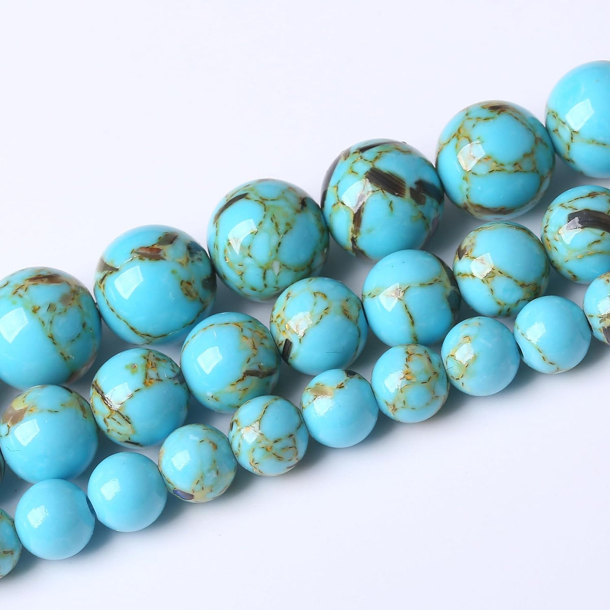 Blue Shell Turquoise Stone Beads Gemstone Round Crystal Energy Jade Beads Stone Beads for Jewelry