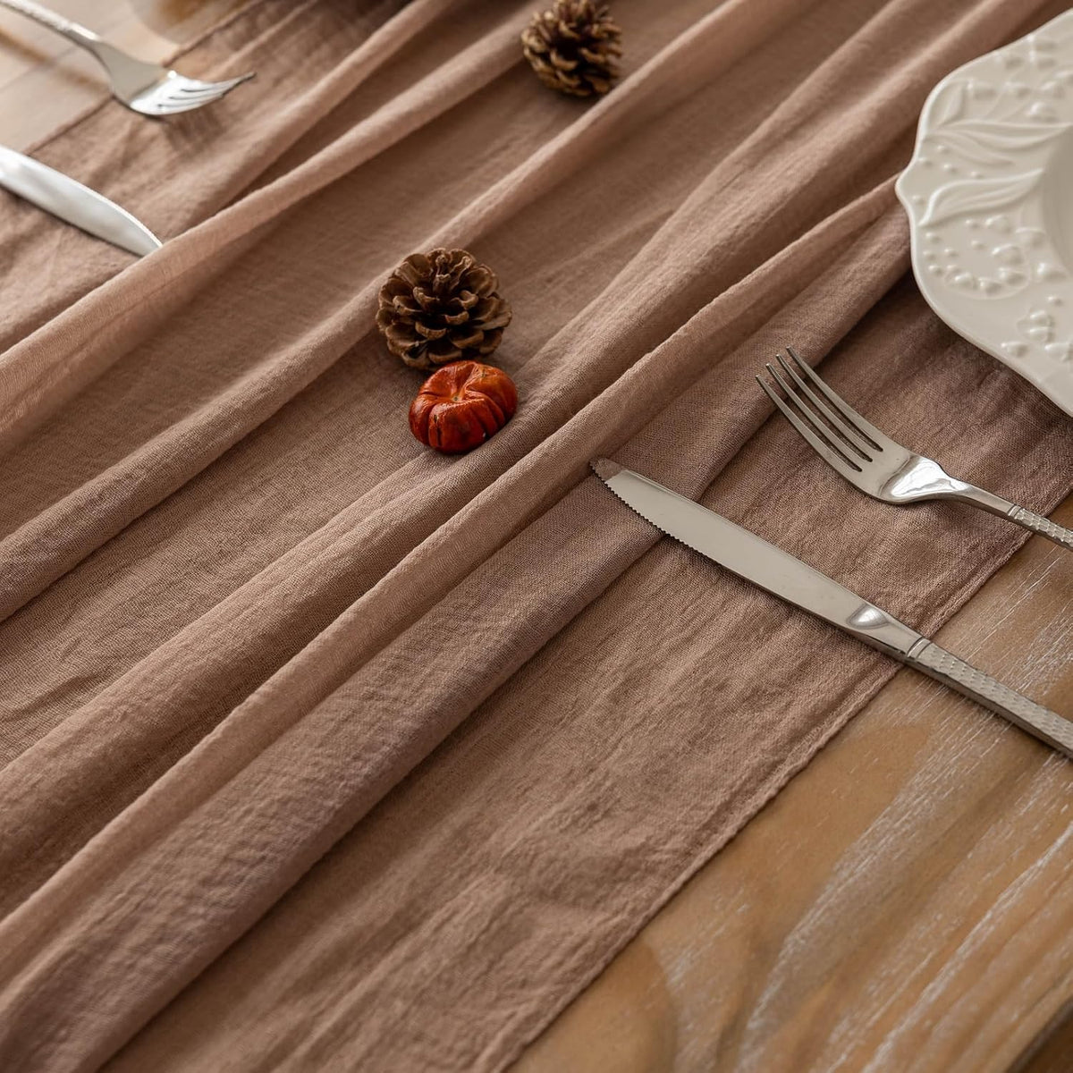 6pcs Nude Gauze Rustic Cheesecloth Table Runner 120 Inch 10 FT for Wedding Baby Shower Bridal
