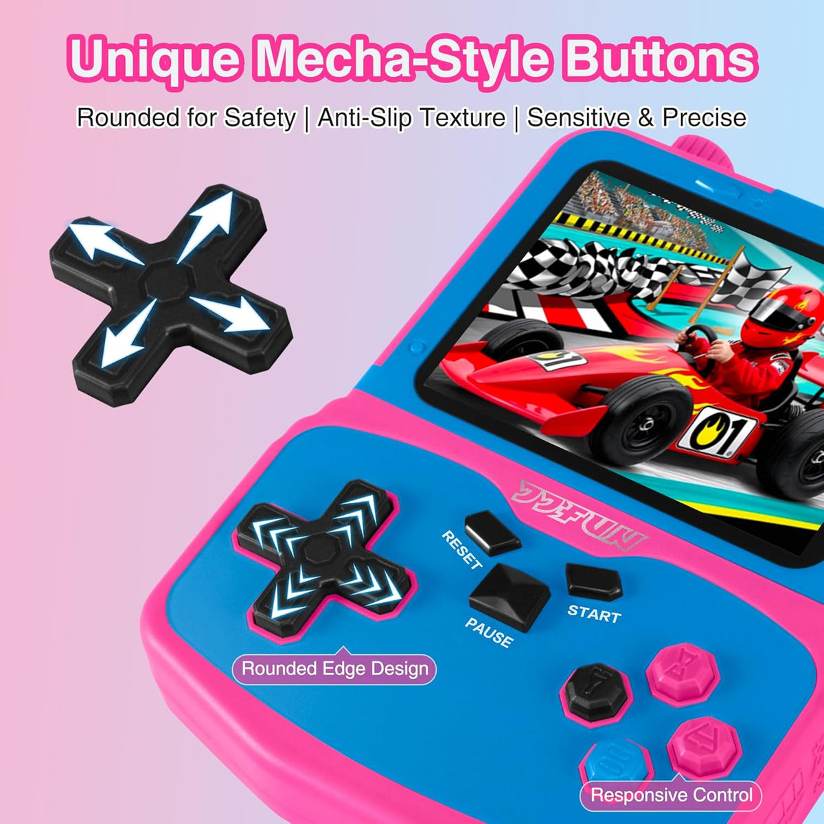 Handheld Game Console for Girls, 220 Retro Games Built-in, 3.5'' HD IPS Screen, Rechargeable Mini