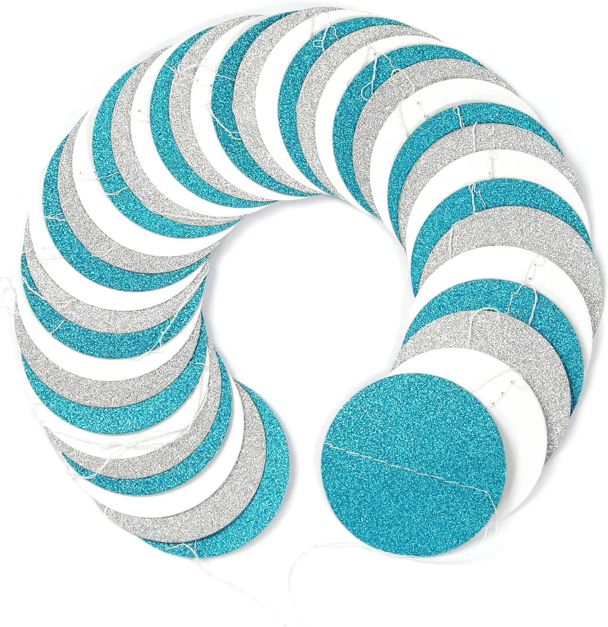 Teal-Turquoise White-Silver Party-Decorations Garland Streamers - 52Ft Woman Girl Frozen Birthday