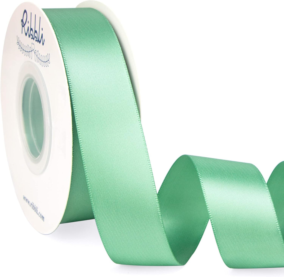 Ribbli Sage Green Satin Ribbon,Double Faced Satin 1 inch x Continuous 25 Yards,Use for Bows