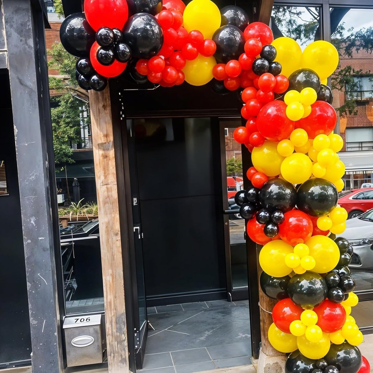Red Yellow Black Balloons, 50pcs Yellow Black Red Balloons, Printed Balloon Confetti Balloon For