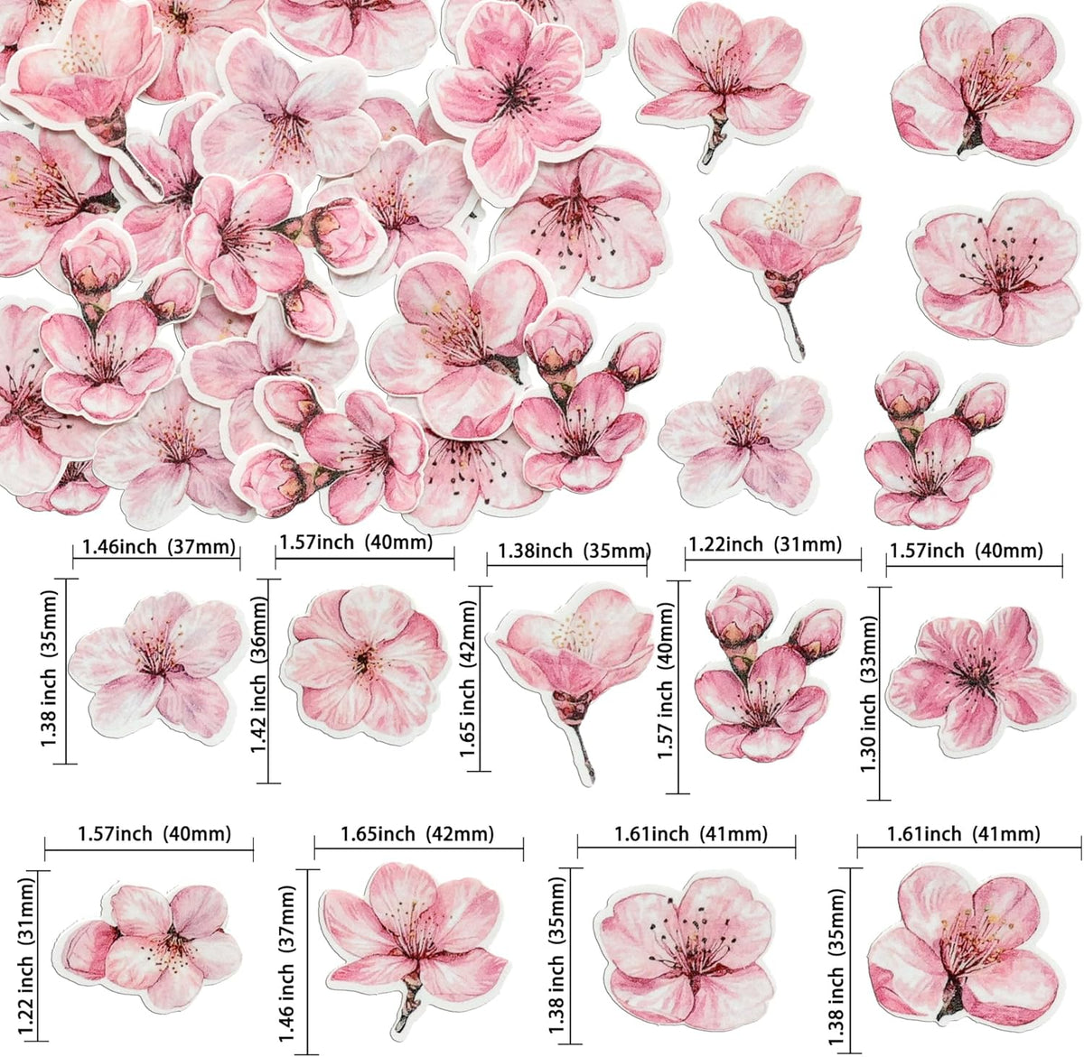 Ephlyn 50Pcs Edible Flowers Cake Topper Cupcake Toppers Wedding Themed Party Baby Shower Birthday