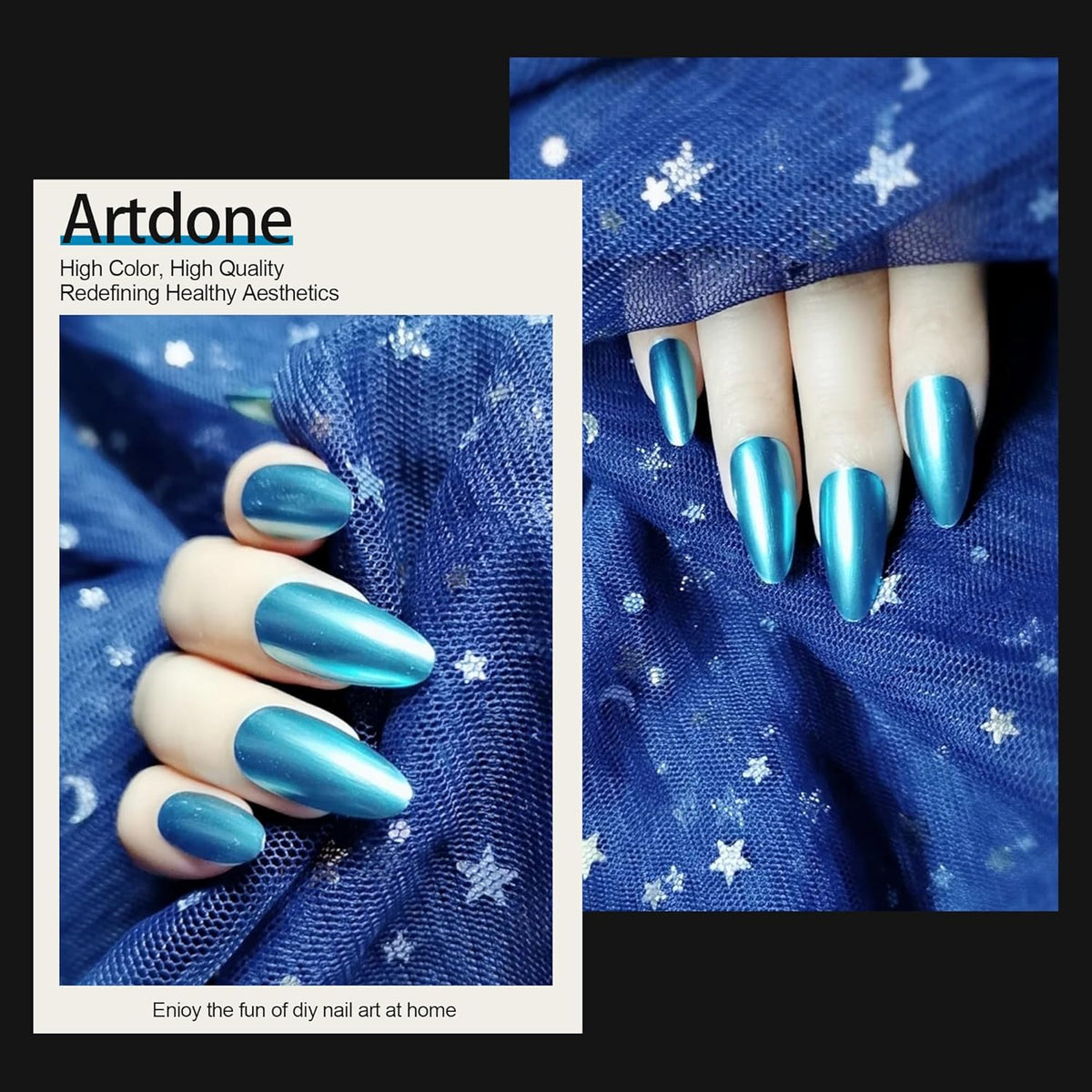 Artdone Chrome Nail Powder, Azure Iridescent Aurora Powder Metallic Mirror Effect Pigment
