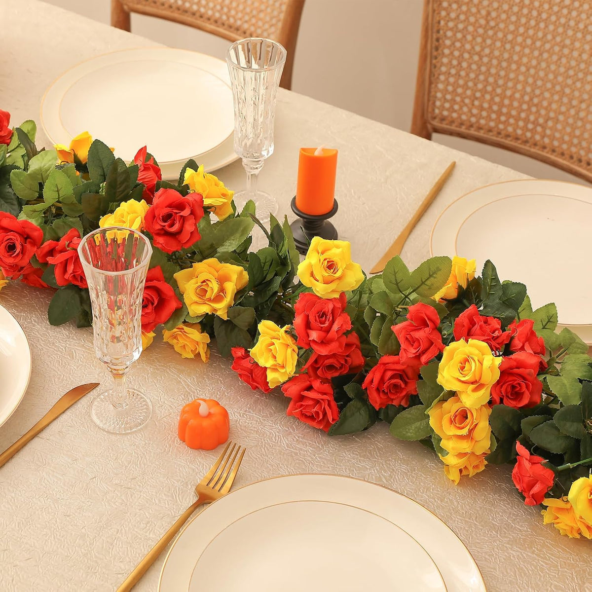 Floweroyal 6 Pack Artificial Flower Garlands 15.8FT Fake Rose Vines Silk Flowers Hanging Rose Ivy