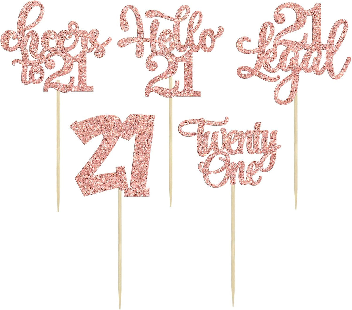 30pcs 21st Birthday Cupcake Toppers - Legal 21st Cupcake Picks - Cheers to 21 Years Old Cake