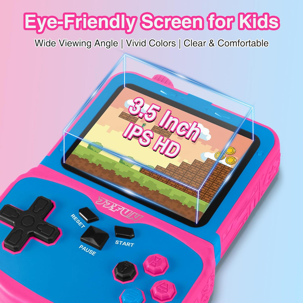 Handheld Game Console for Girls, 220 Retro Games Built-in, 3.5'' HD IPS Screen, Rechargeable Mini