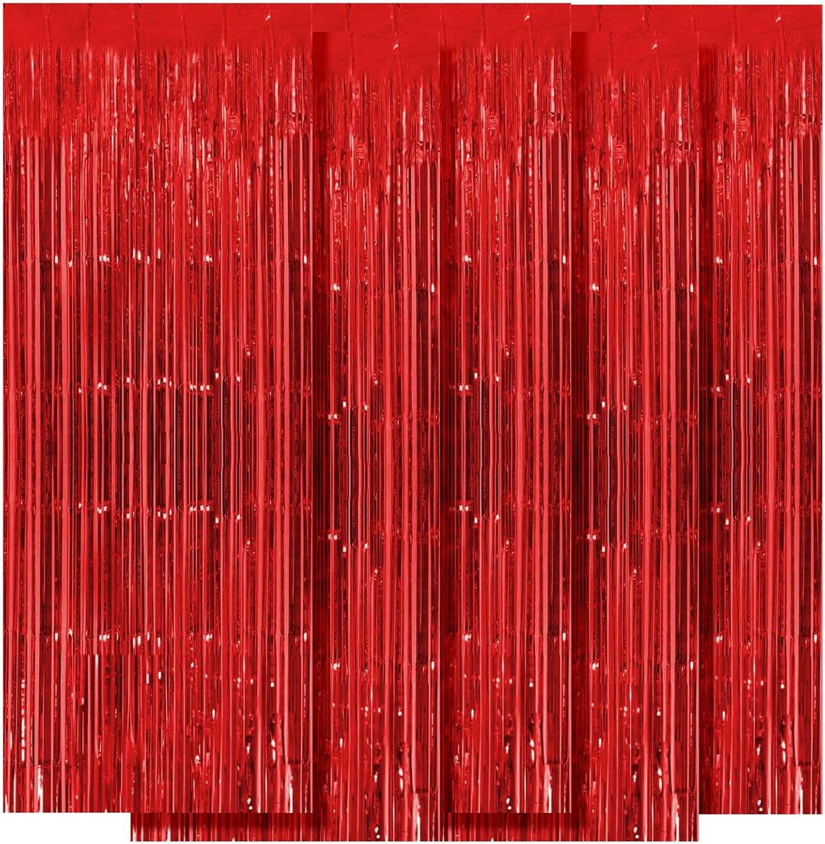 5 Pack Red Fringe Backdrop Curtains 3.2ft x 8.2ft Tinsel Foil Fringe Curtains Tinsel Backdrop