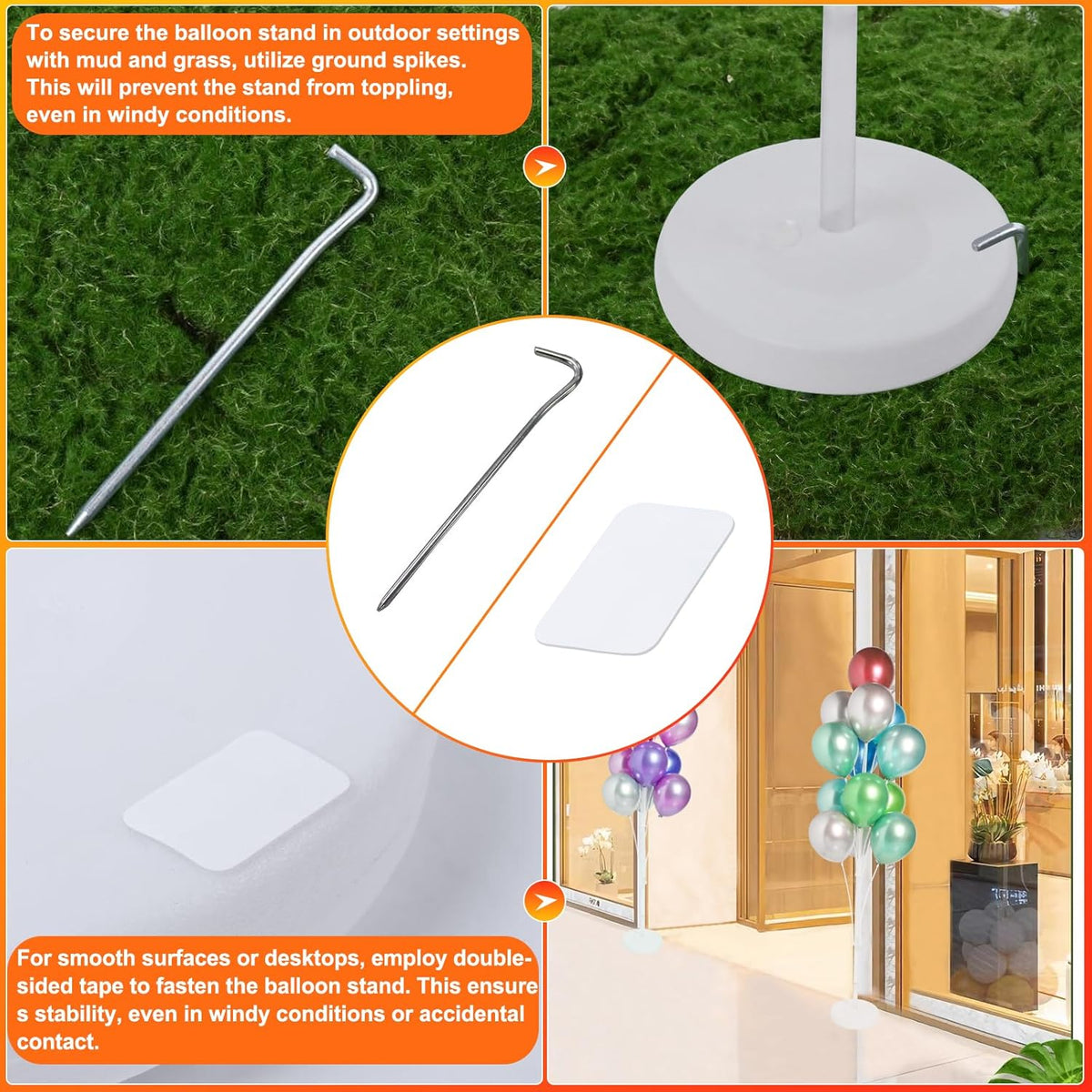 2 Sets of Balloon Stand Kit - 62in Balloon Stands with Base, Balloon Sticks, Decorations for Party