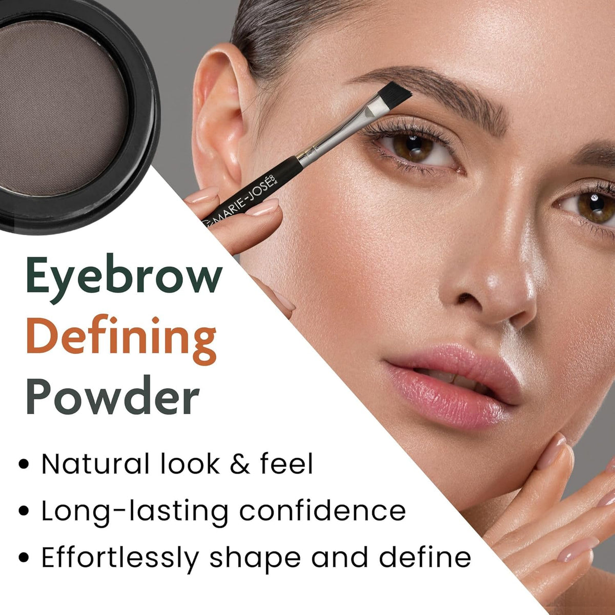 Marie-José Dark Brown Eyebrow Powder - Warm, Rich, Chocolate Brown Makeup Powder- Effortless