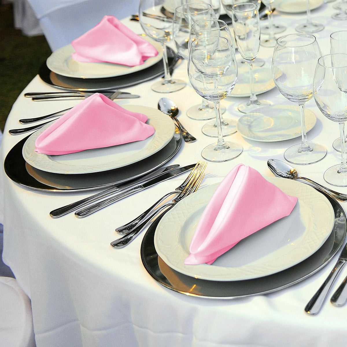 ANECO 12 Pieces Satin Napkins Soft Dinner Napkins Square Table Napkins 17 x 17 Inches for