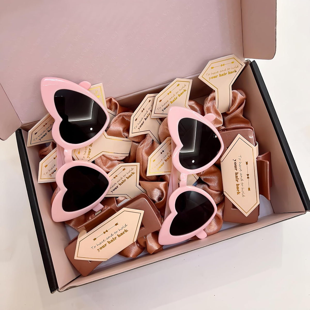 18pcs Bridesmaid Scrunchies Proposal Gifts Bachelorette Hair Claws Clips Girls heart sunglasses for