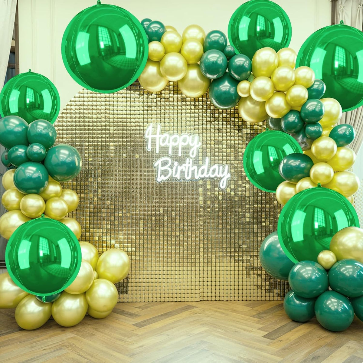 Green Foil Balloons, 6 Pcs Large Green Metallic Round Balloons, 22 Inch Big Round Foil Balloon for