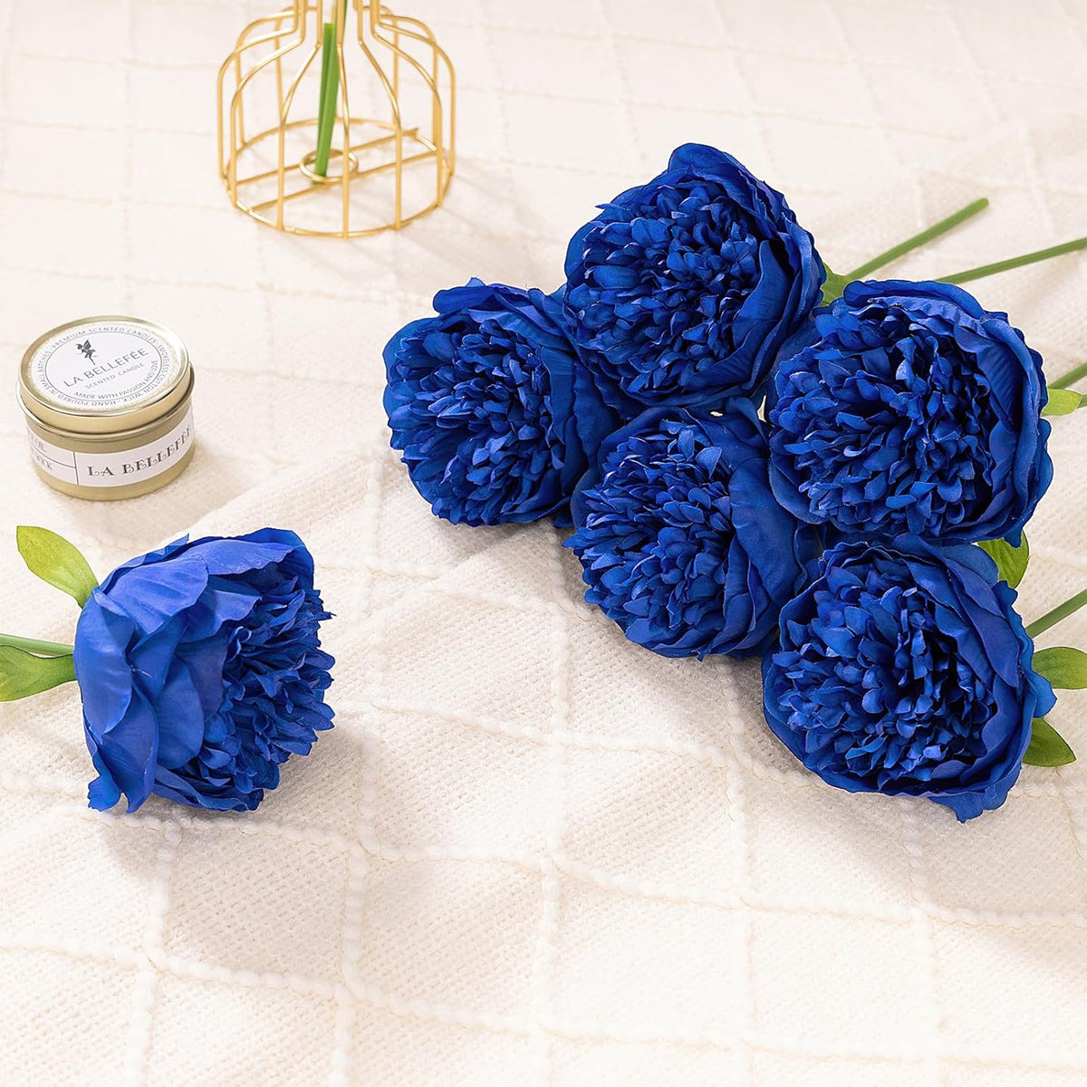 U'Artlines Artificial Peony Silk Flower with Stems 10pcs Real Look Vintage Peonies for Home Wedding