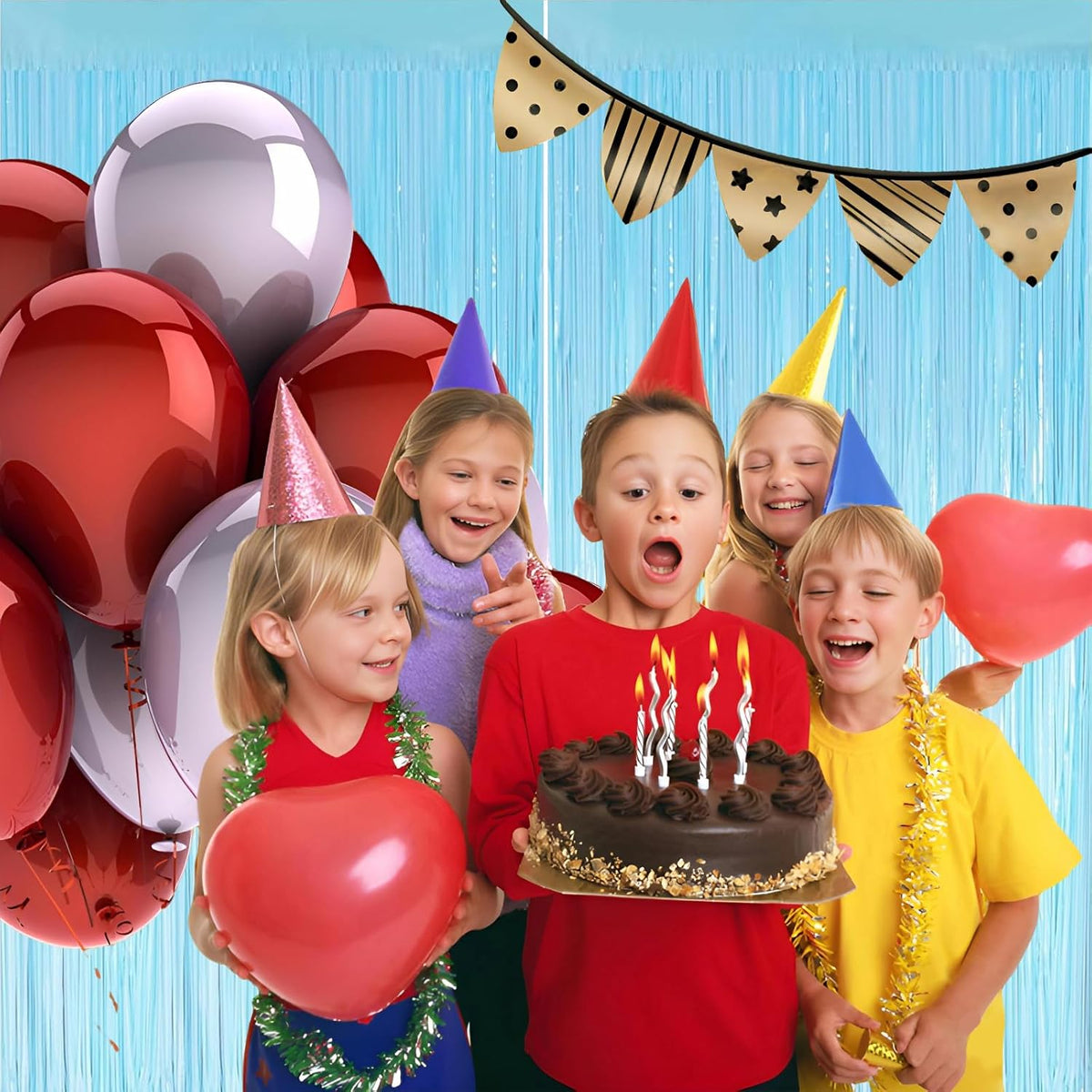 Keyali 2 Pack 3.3 * 8.3 ft Foil Curtain Metallic Tinsel Fringe Curtains Photo Booth Props Backdrop
