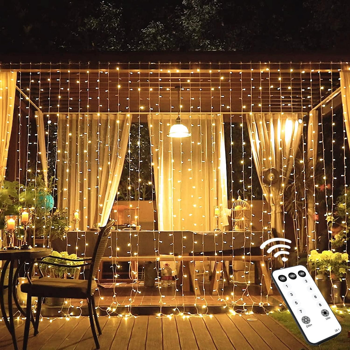 JMEXSUSS 600 LED Christmas Curtain Lights Outdoor, 9.5x19.6ft Christmas String Light Plug in with