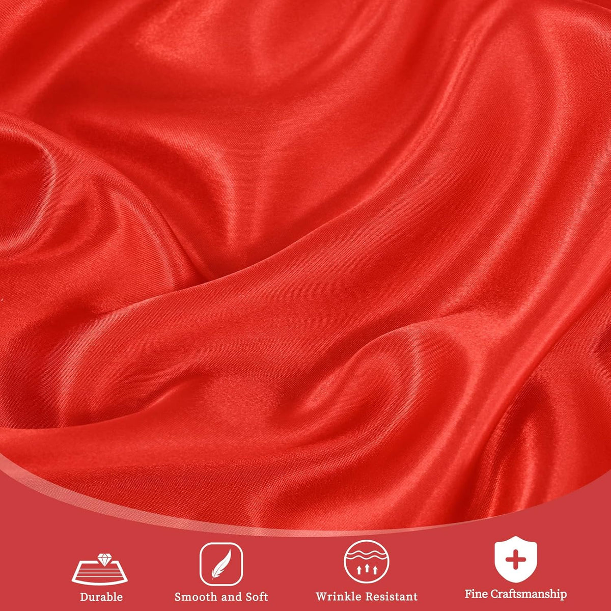 fani 12 Pack 108 Inch Red Satin Tablecloth - Silky Round Tablecloth Overlay Smooth Fabric Table