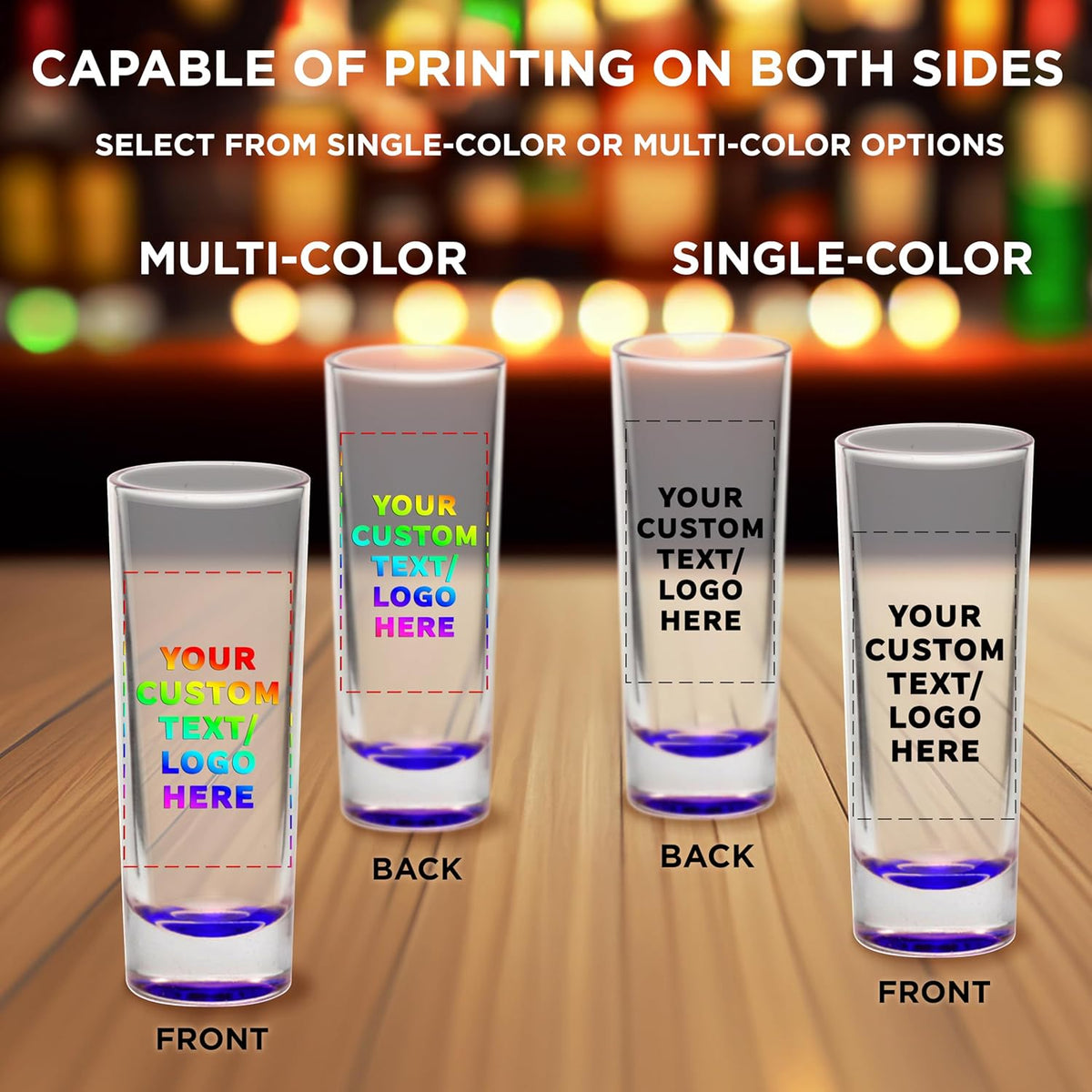 Custom Cordial Shooter Shot Glasses 2 oz. Set of 100, Personalized Bulk Pack - Great for Birthdays
