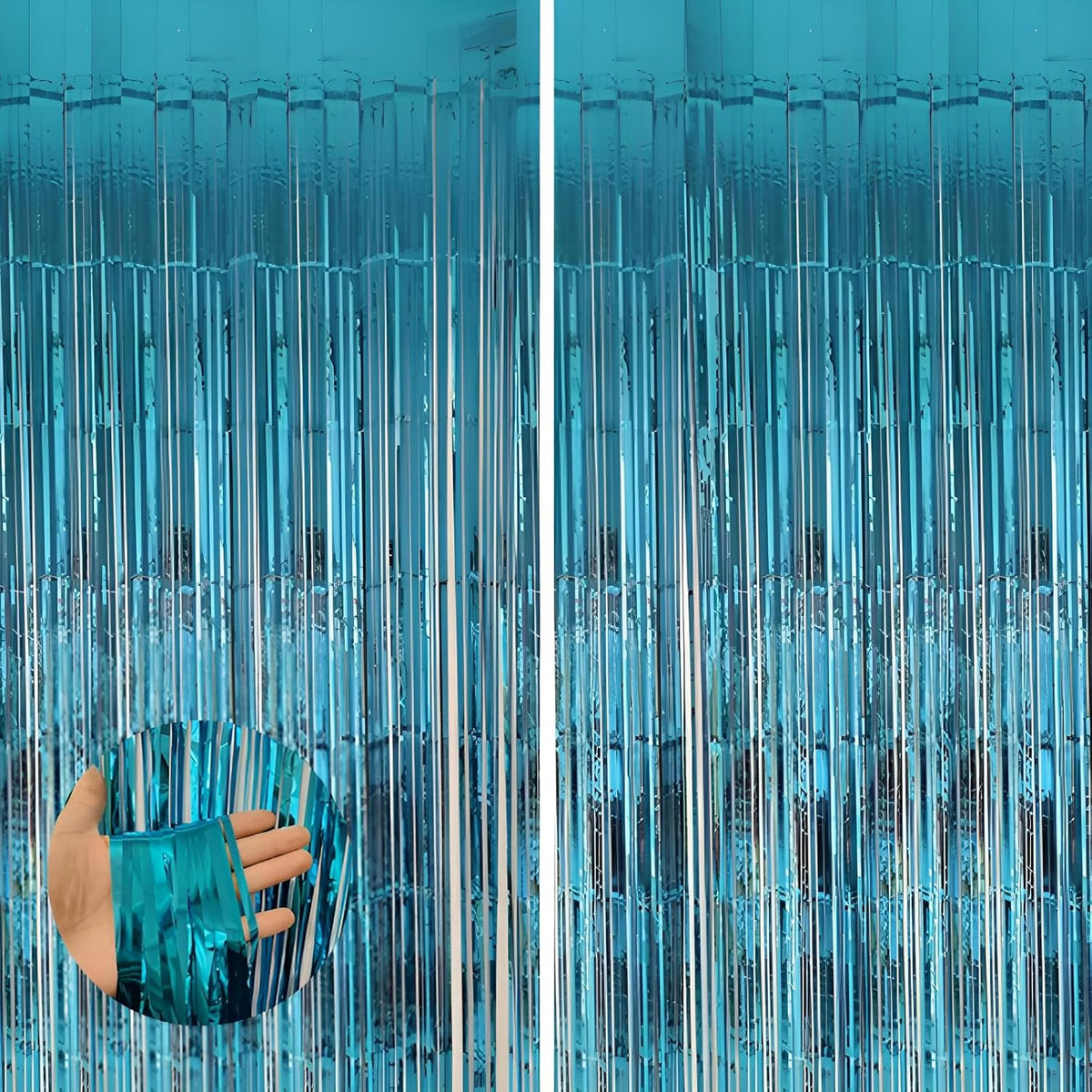 Keyali 2 Pack 3.3 * 8.3 ft Foil Curtain Metallic Tinsel Fringe Curtains Photo Booth Props Backdrop