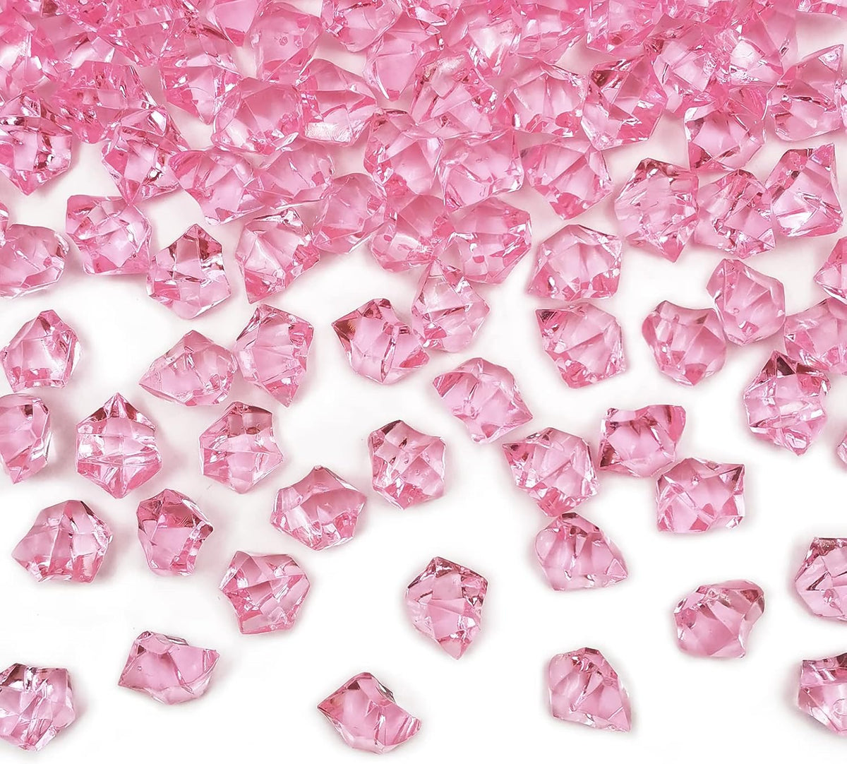 Fake Ice Rocks, 150 PCS Pink Acrylic Ice Rocks Pink Fake Crushed Ice Cubes,Vase Fillers for