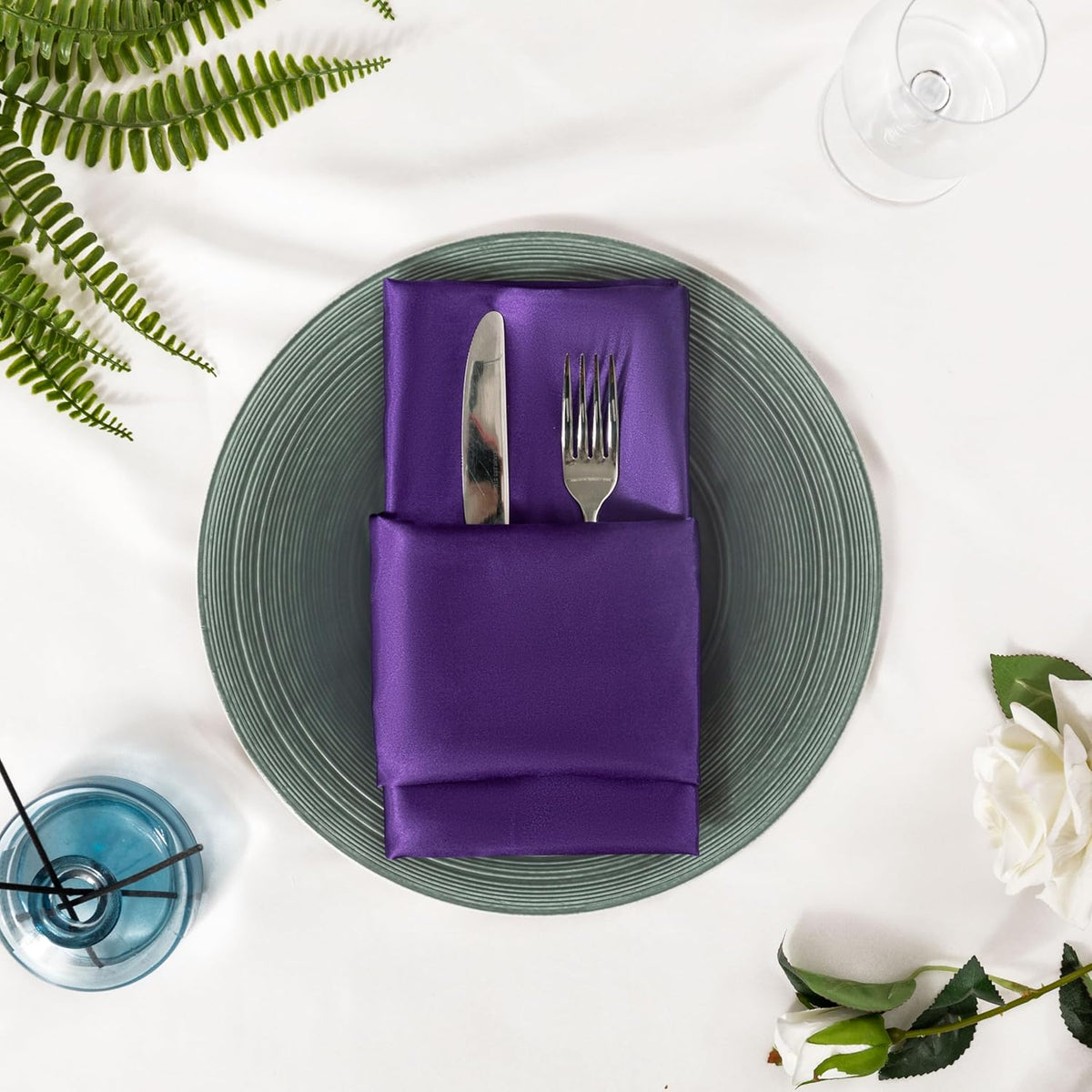 36 Pack Square Satin Dinner Napkins, 16x16 Inches Silky Soft Smooth Table Cloth Napkins for