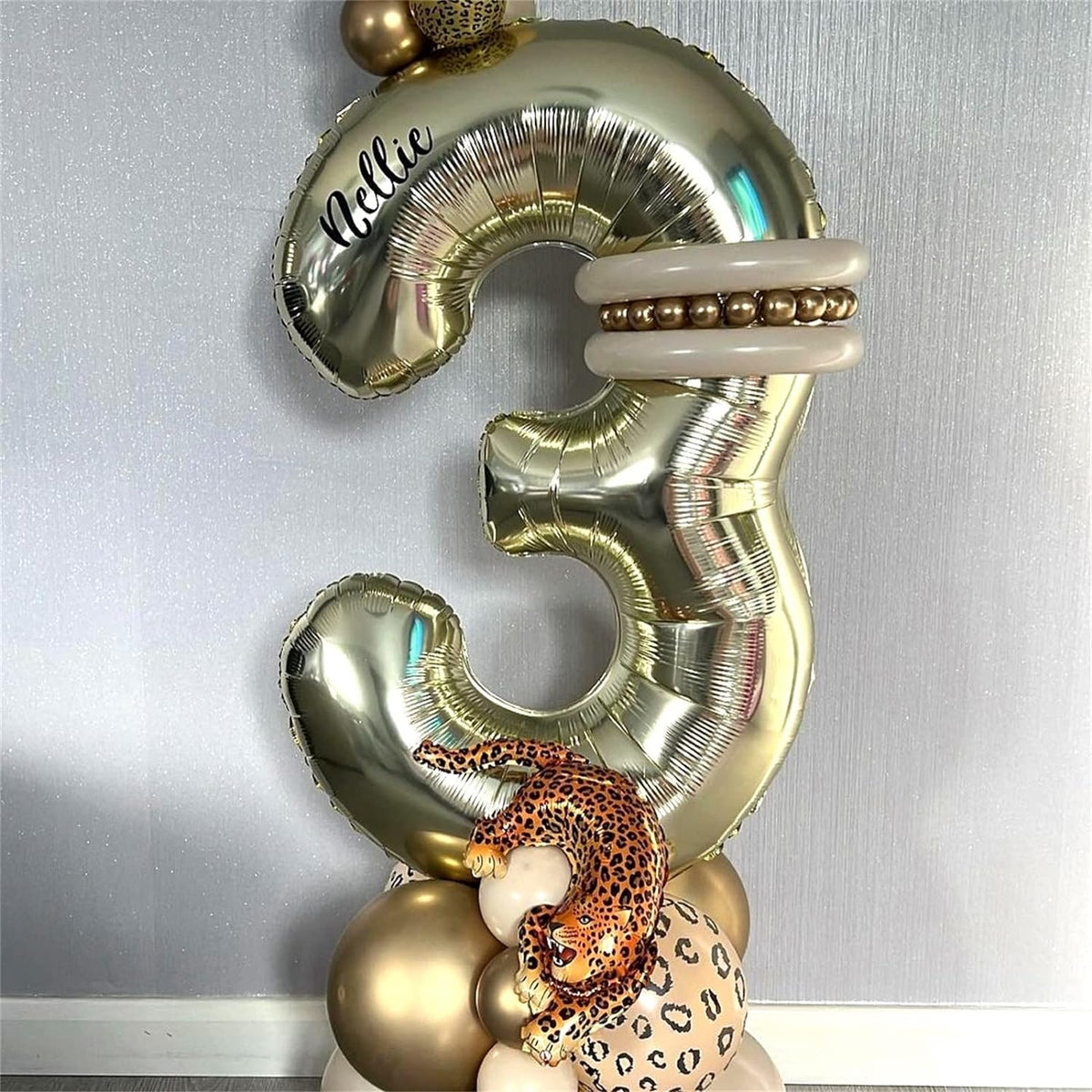 Champagne Gold 8 Balloons, 40" Giant Helium Foil Number 0-9 Light Gold Birthday Balloon for Boys