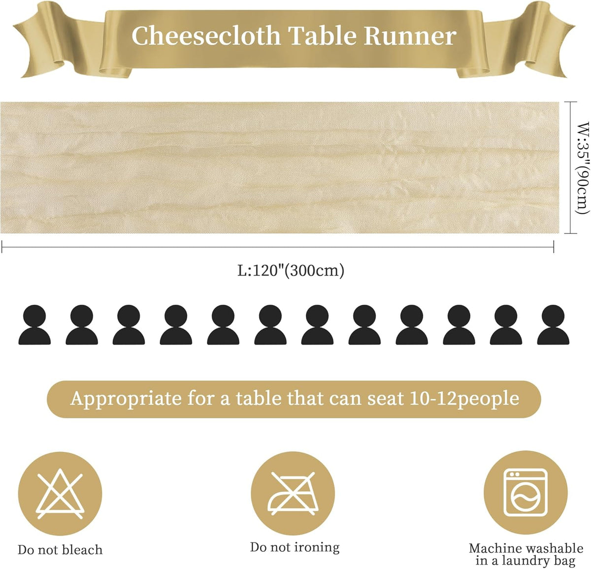 Cheesecloth Table Runner 10FT Long Boho Gauze Table Runner Rustic Sheer Runner for Wedding Bridal
