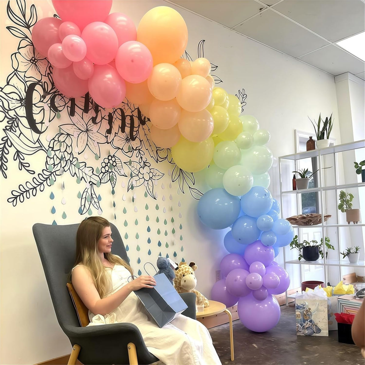 Pastel Rainbow Balloons, 60Pcs Colorful Macaron Pink Orange Yellow Green Blue Purple Balloons