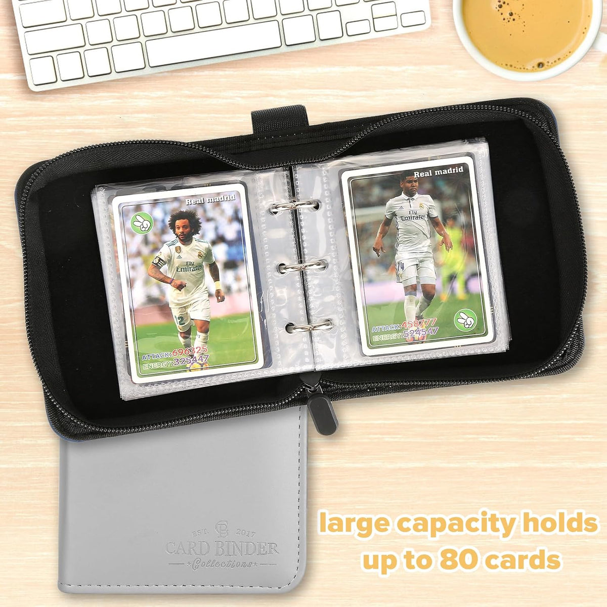 Trading Card Binder, Card Collection Binder Album Folder with 80 Side Loading Pockets, 1 Pocket