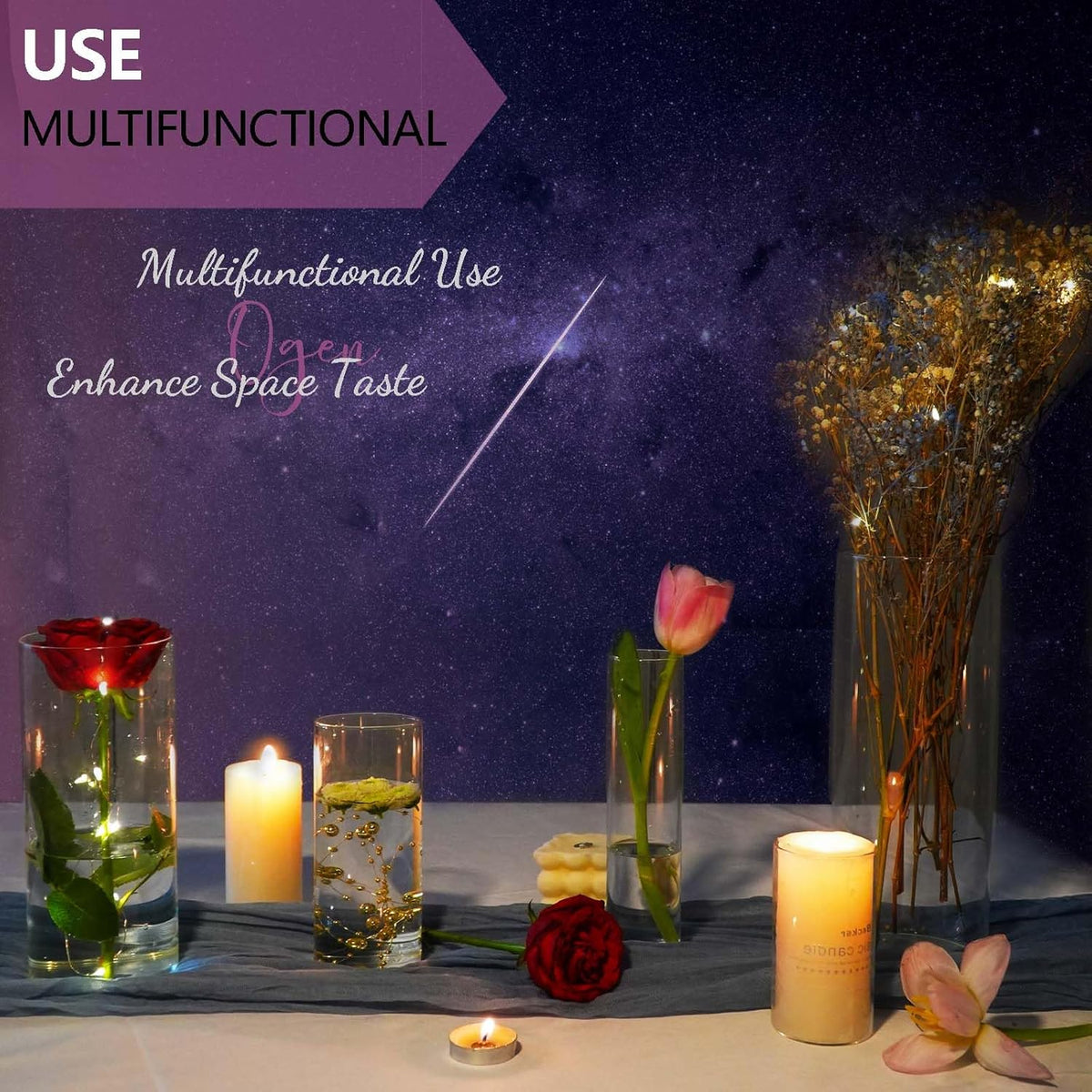 15pcs Cylinder Vases for Centerpieces Small Flower Glass Vases Clear Vase Home Decor Centerpiece