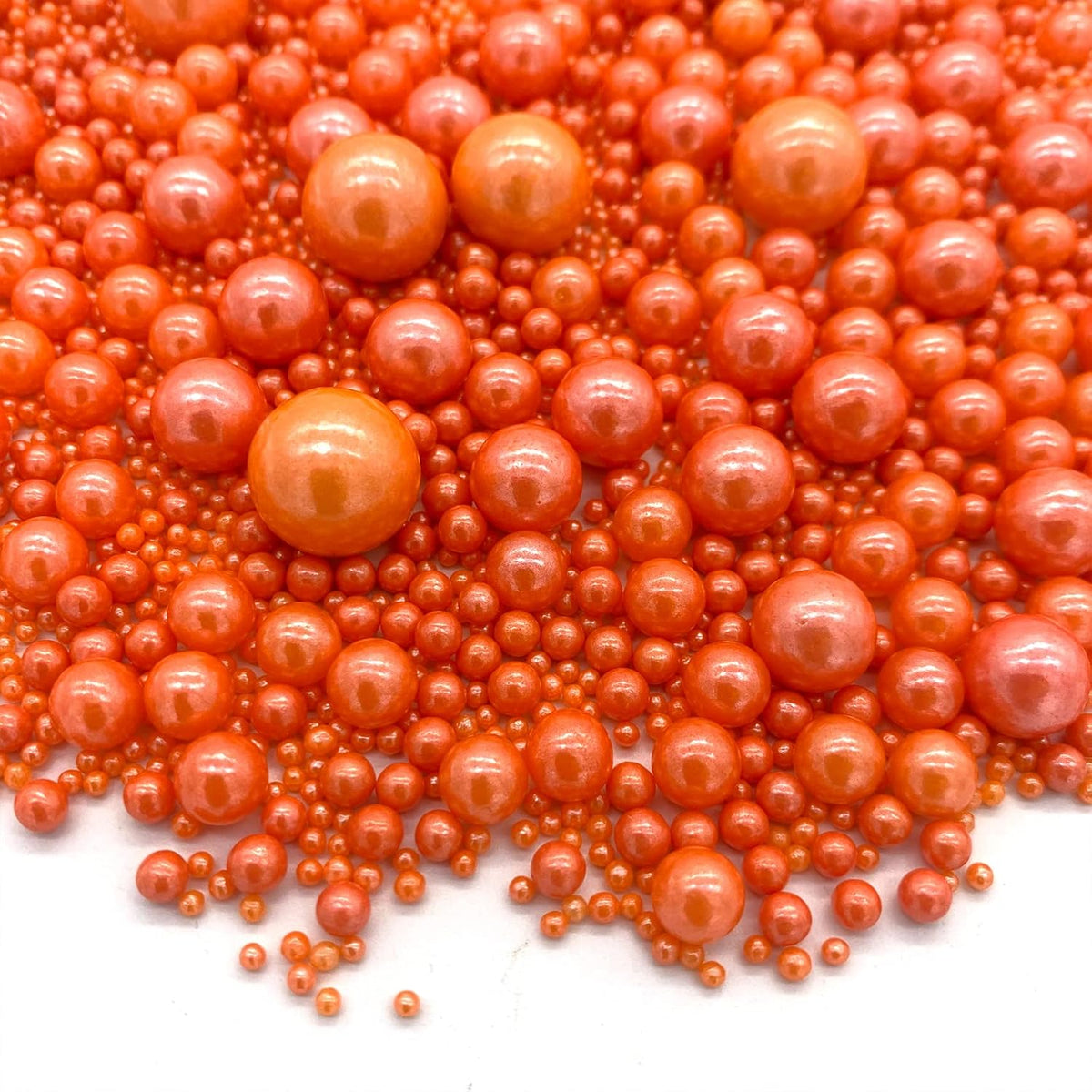 Weraru Edible Orange Pearl Sugar Sprinkles Candy Mixing Size Baking Edible Cake Decorations Cupcake