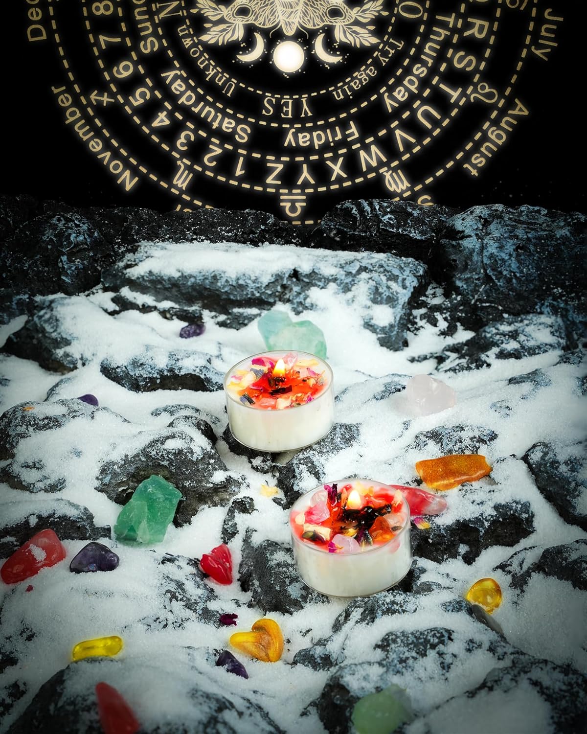 Tealight Candles with Crystals and Herbs, Handmade Energy, Healing Crystal, Aromatherapy Candles.
