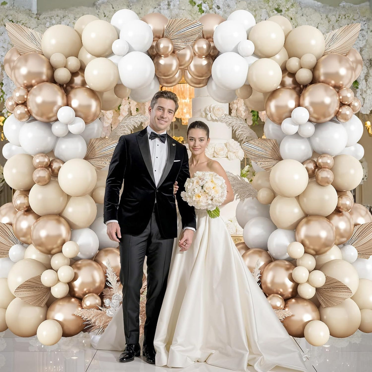 Neutral Balloon Arch Kit 142Pcs Cream White Champagne Gold Balloons Garland Kit Boho Beige Sand