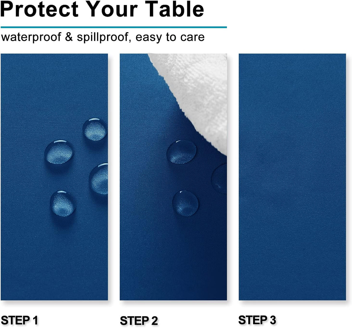 Hiasan Royal Blue Tablecloth for Rectangle Tables - Waterproof and Spillproof Washable Fabric Table