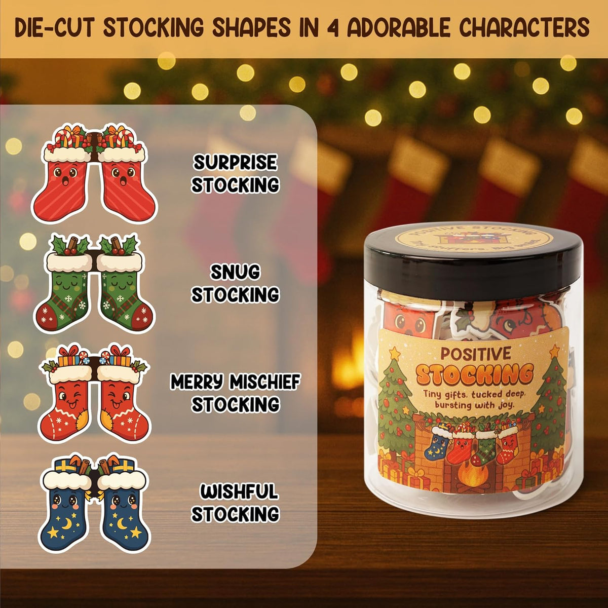 Positive Stocking Jar – 60 Funny Emotional Support Jar- Christmas Gifts for Teens, Women, Men