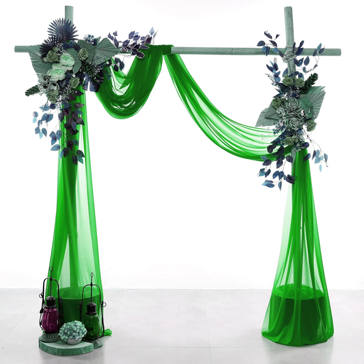 VDS Pack of 2 Panel (30 Inch X 30 Feet) Wedding Arch Draping Fabric Sheer Chiffon Fabric Drapery