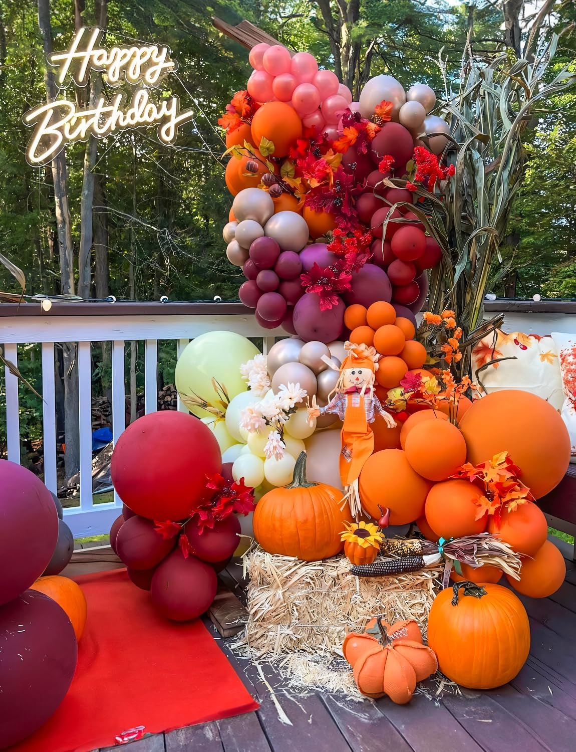 Fall Balloons,12 Inch Thanksgiving Balloons Set Burgundy Orange Metallic Gold Balloon Fall Color