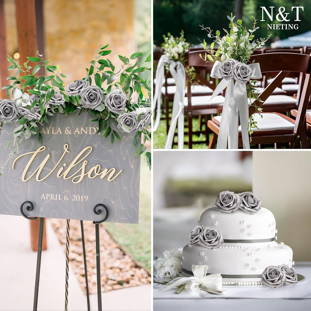 N&T NIETING Artificial Flowers, Fake Flowers Roses Perfect for DIY Wedding Bridal Bouquets