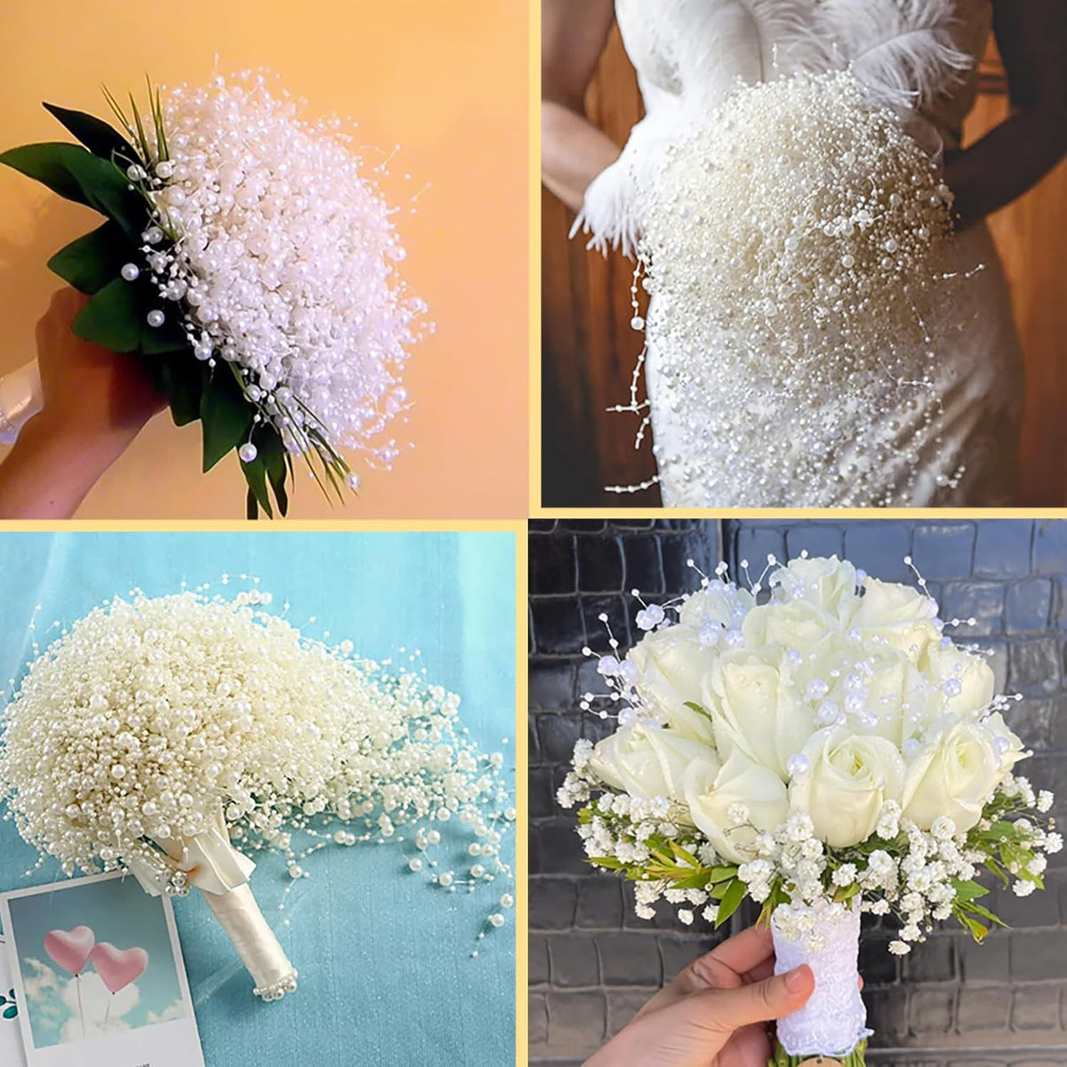 50 PCS Artificial Floating Beads for Centerpieces Vases, 8+3mm String Beads for Christmas Party