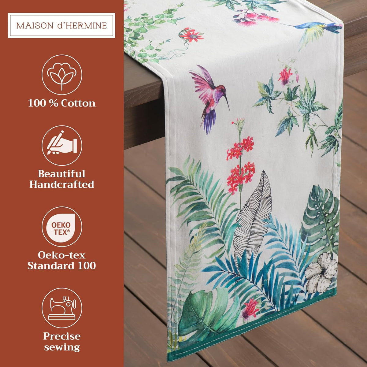 Maison d' Hermine Table Runner 100% Cotton Double Layer Table Runners 108 inches Long Decorative