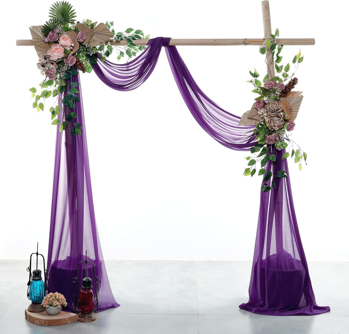 VDS Pack of 1 Panel (30 Inch X 40 Feet) Wedding Arch Draping Fabric Sheer Chiffon Fabric Drapery