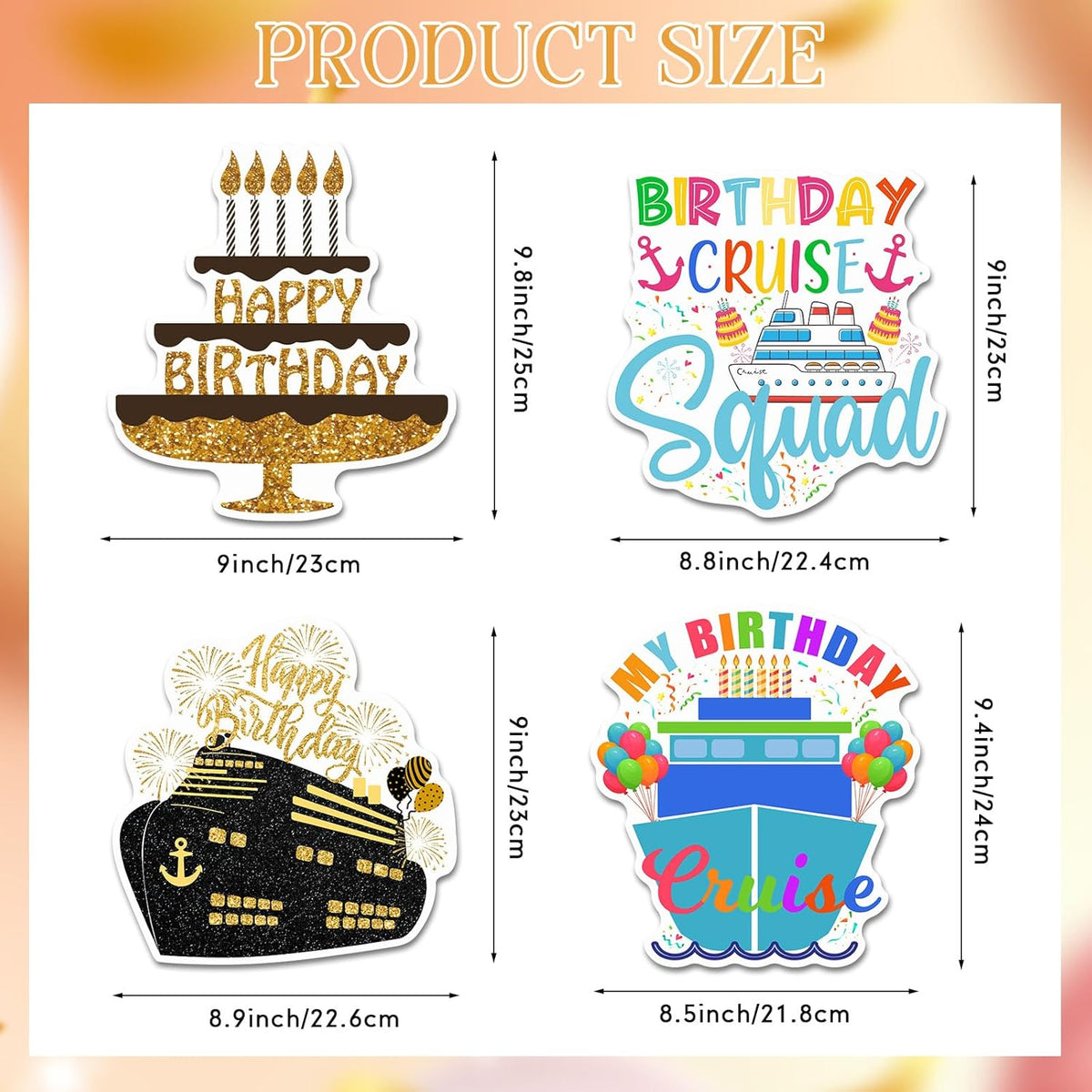Hoteam 4 Pcs Birthday Cruise Door Decorations Magnetic Large Happy Birthday Cruise Ship Door
