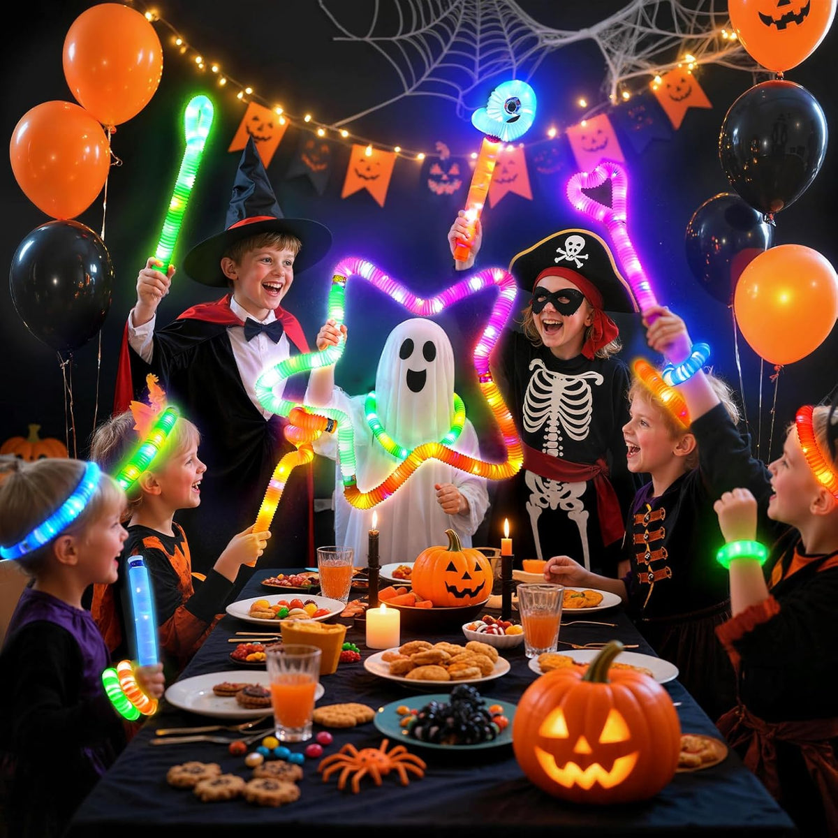 LovesTown 24PCS Glow Sticks Bulk Party Pack, Light Up Party Favors Supplies for Kids, Halloween