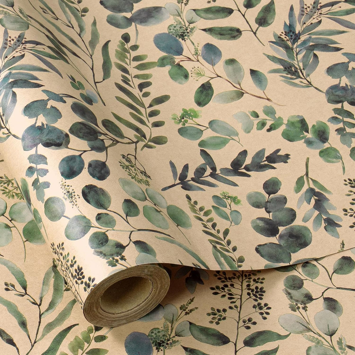 RUSPEPA Wedding Wrapping Paper, 17 in x 16.4 ft, Mini Roll, Eucalyptus Leaf Gift Wrap Paper, Green