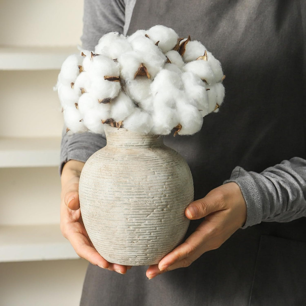 Ceramic Flower Vase Home Decor - Small Farmhouse Table Vases Rustic Vintage Living Room Kitchen