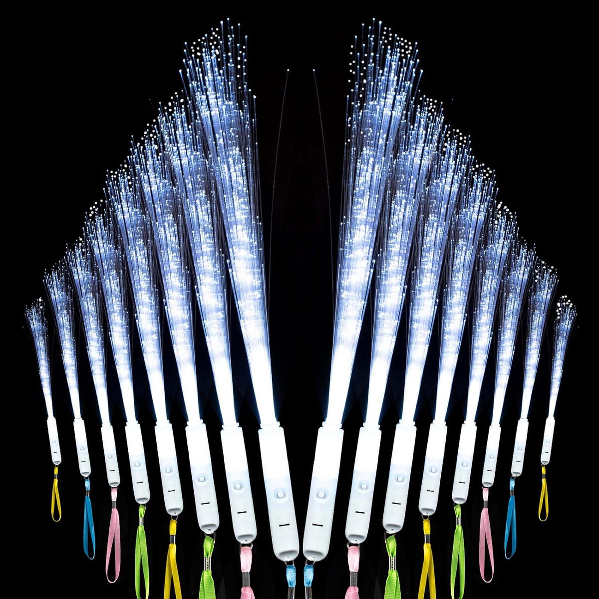 100Pcs White Fiber Optic Wands,3 Models Wedding Sparklers,Glow Sticks Light up Sticks Led Light